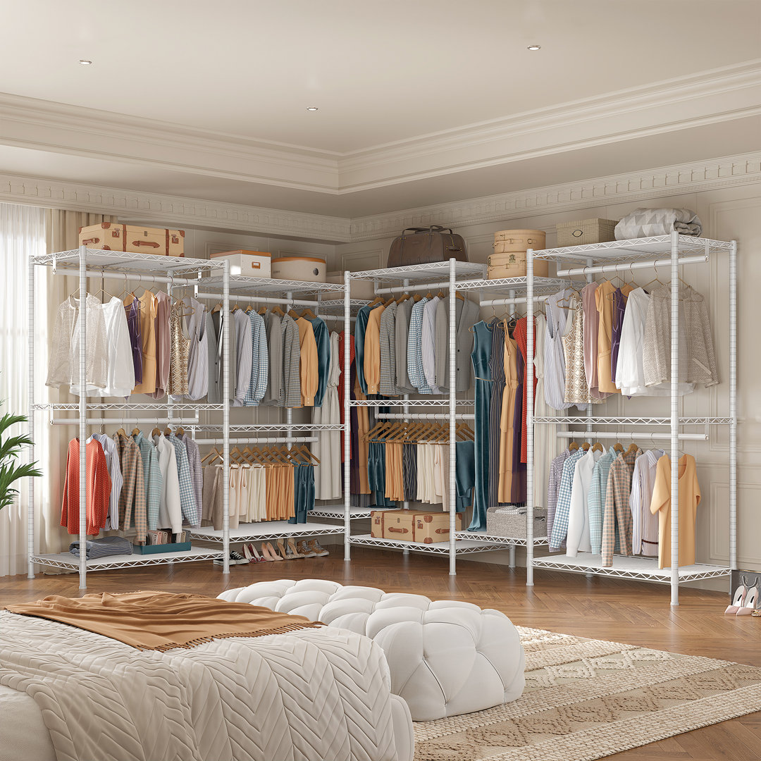 Ahlstrom 77" H Clothes Rack Load 835LBS,Garment Closet with Wire Shelf for Bedroom